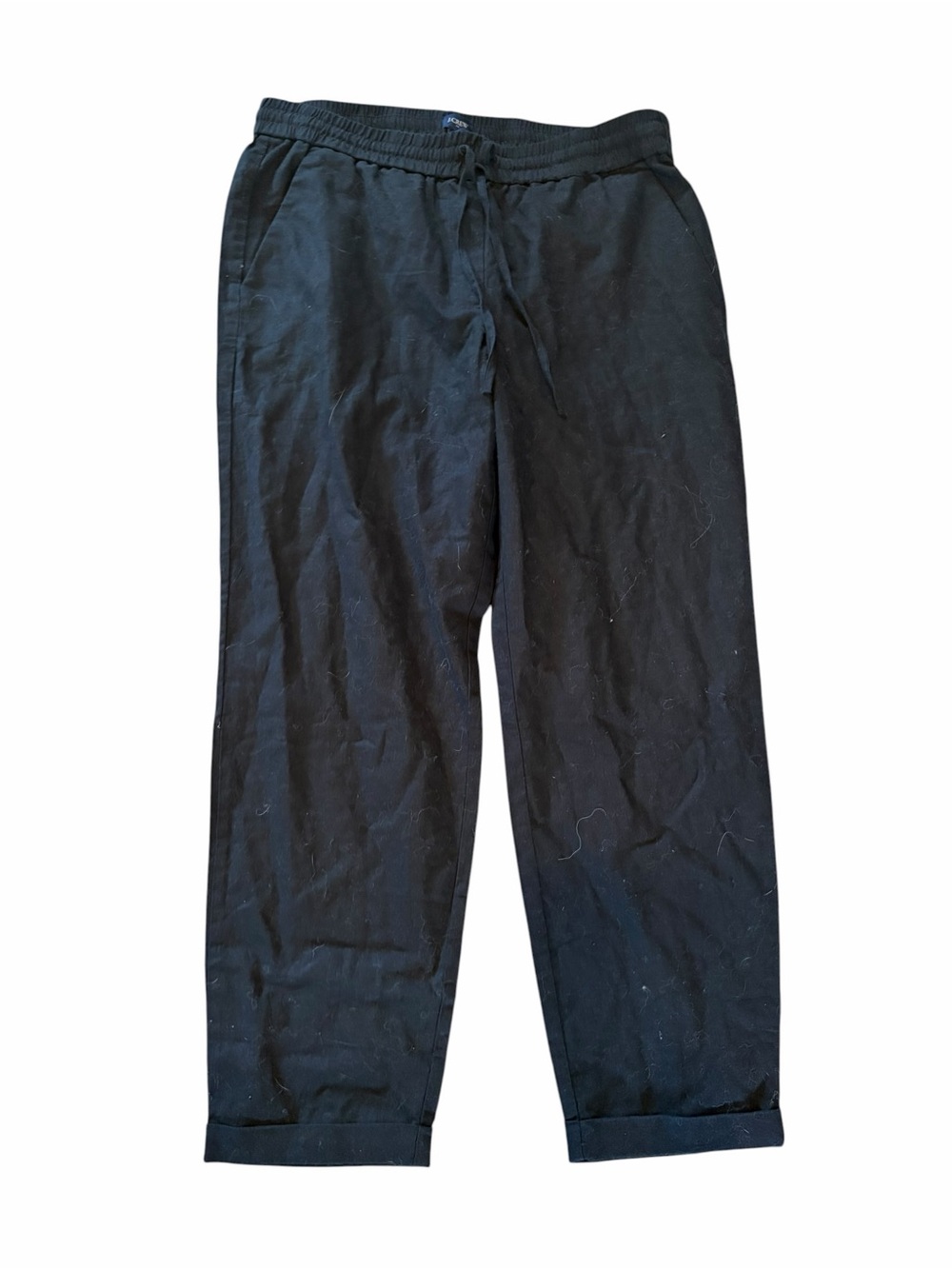 J. CREW NWT Linen Cotton Pants AW839 Black Drawstring - Size 10 - Picture 5 of 10